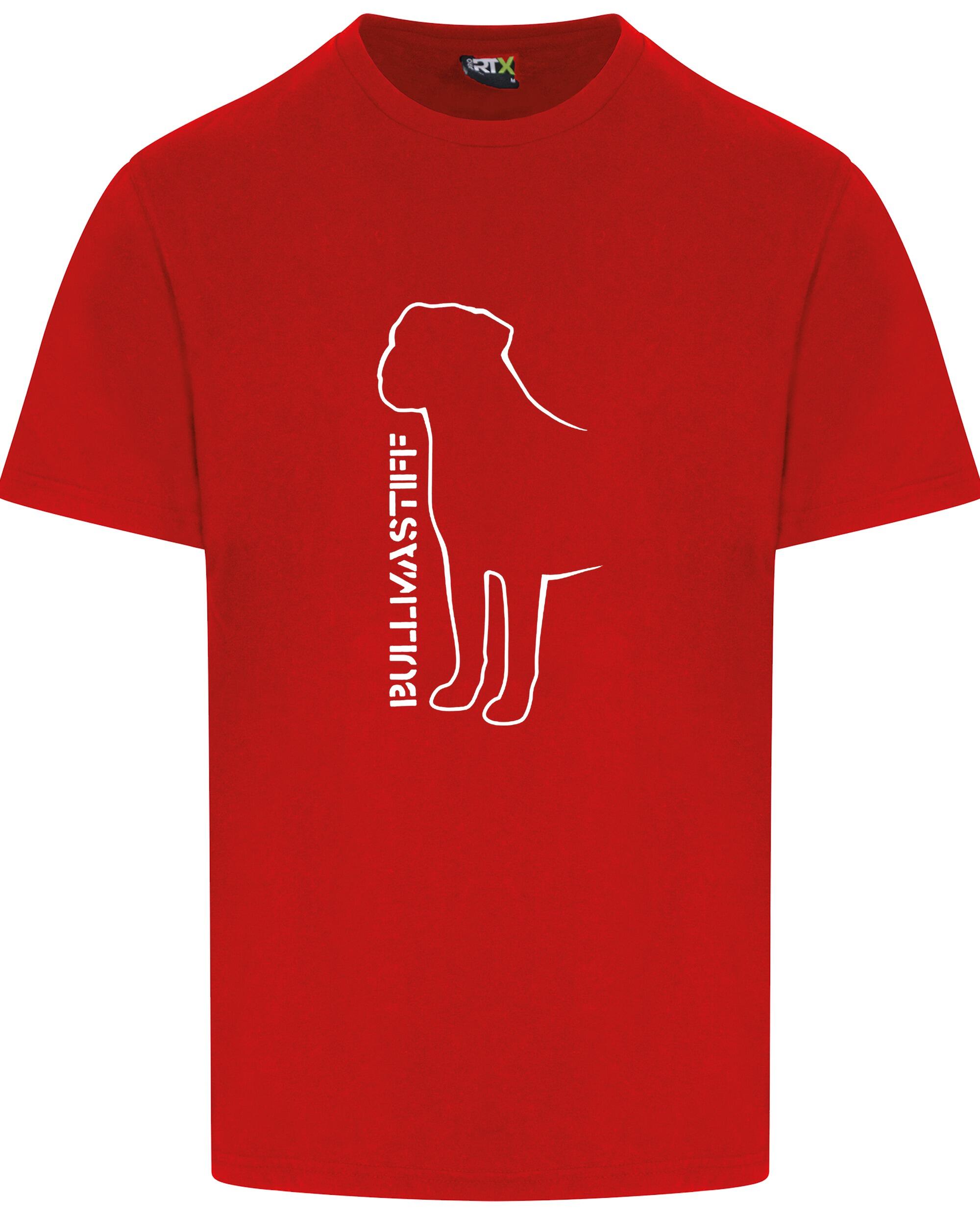 Unisex Bullmastiff (Standing) T-Shirt Red (White)