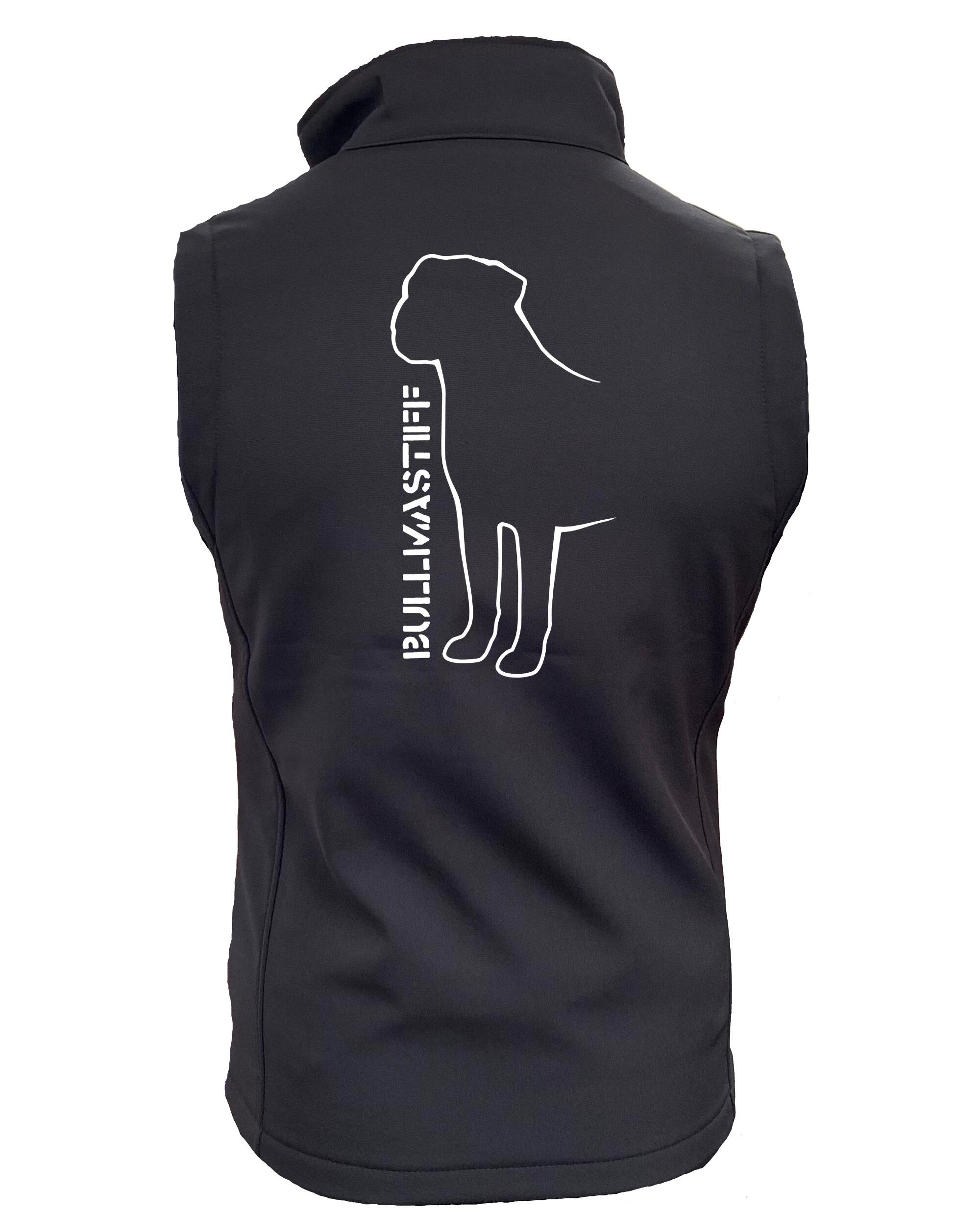 Unisex Bullmastiff (Standing) Softshell Jacket Black Orange (White)