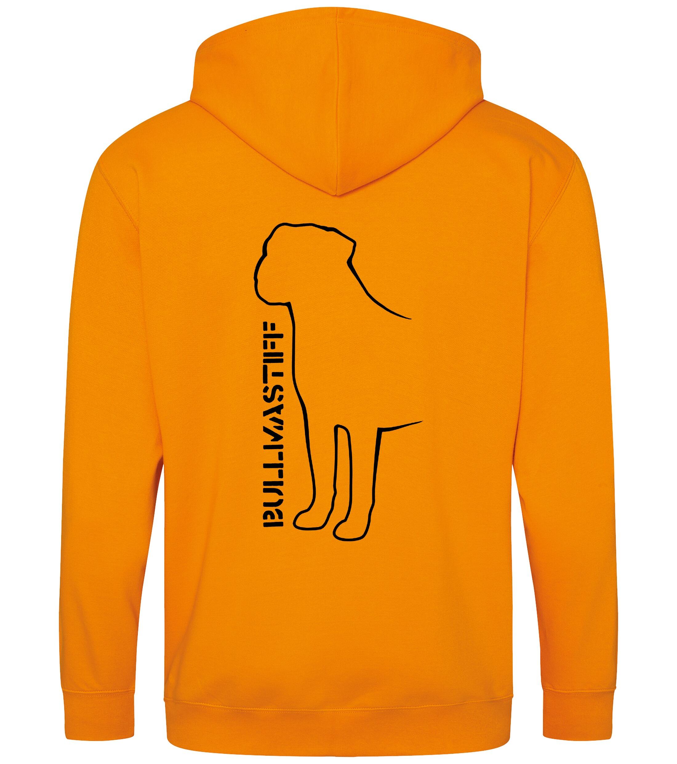 Unisex Bullmastiff (Standing) Zipped Hoodie Orange Crush (Black)