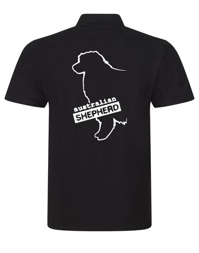 Unisex Australian Shepherd Polo Shirt Black (White)