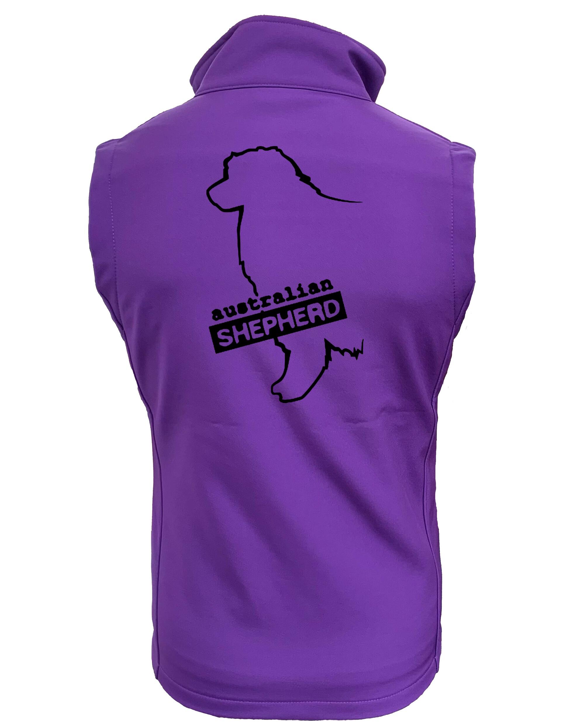Female Australian Shepherd Softshell Gilet Purple (Black)