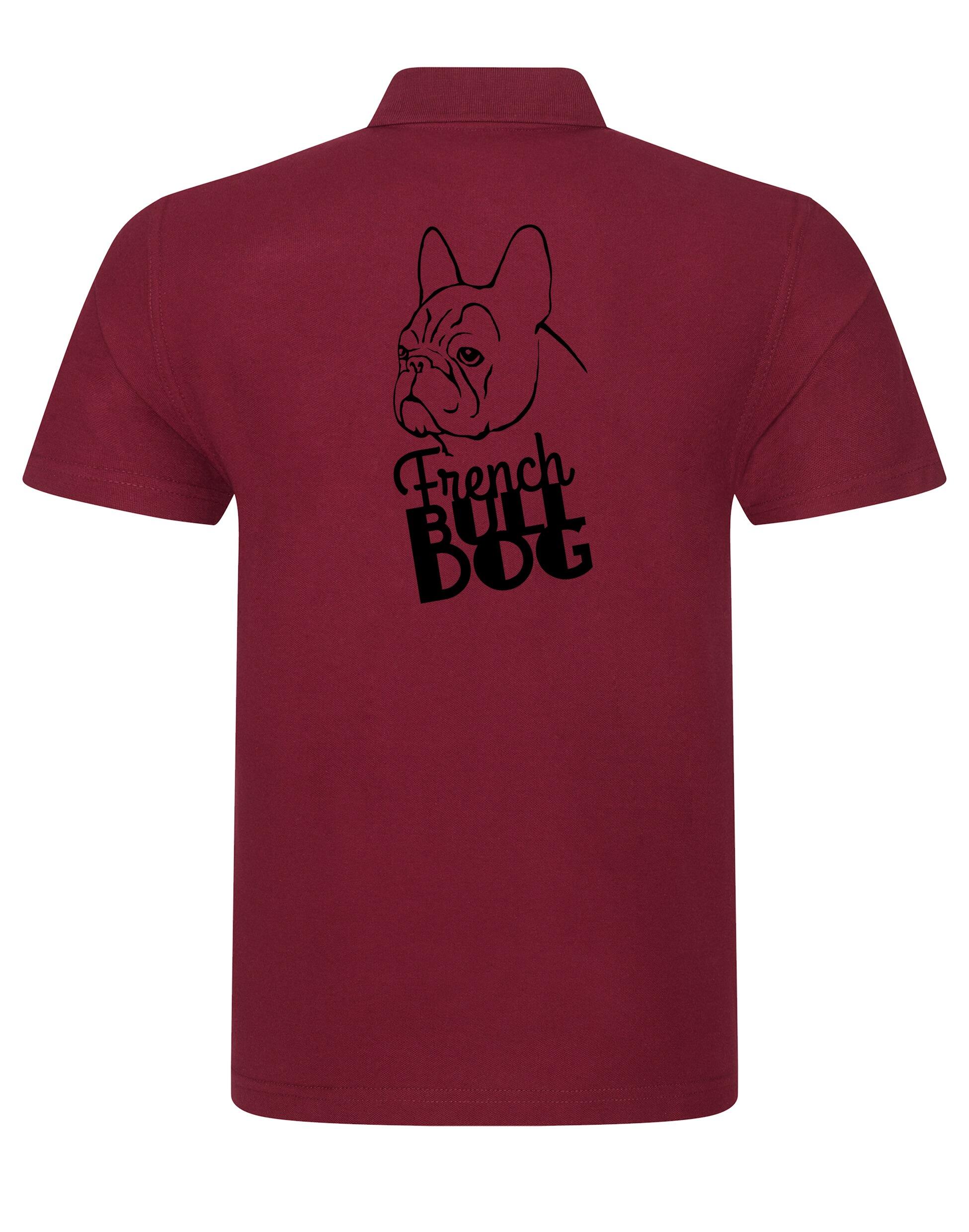Unisex French Bulldog (Head) Polo Shirt Burgundy (Black)