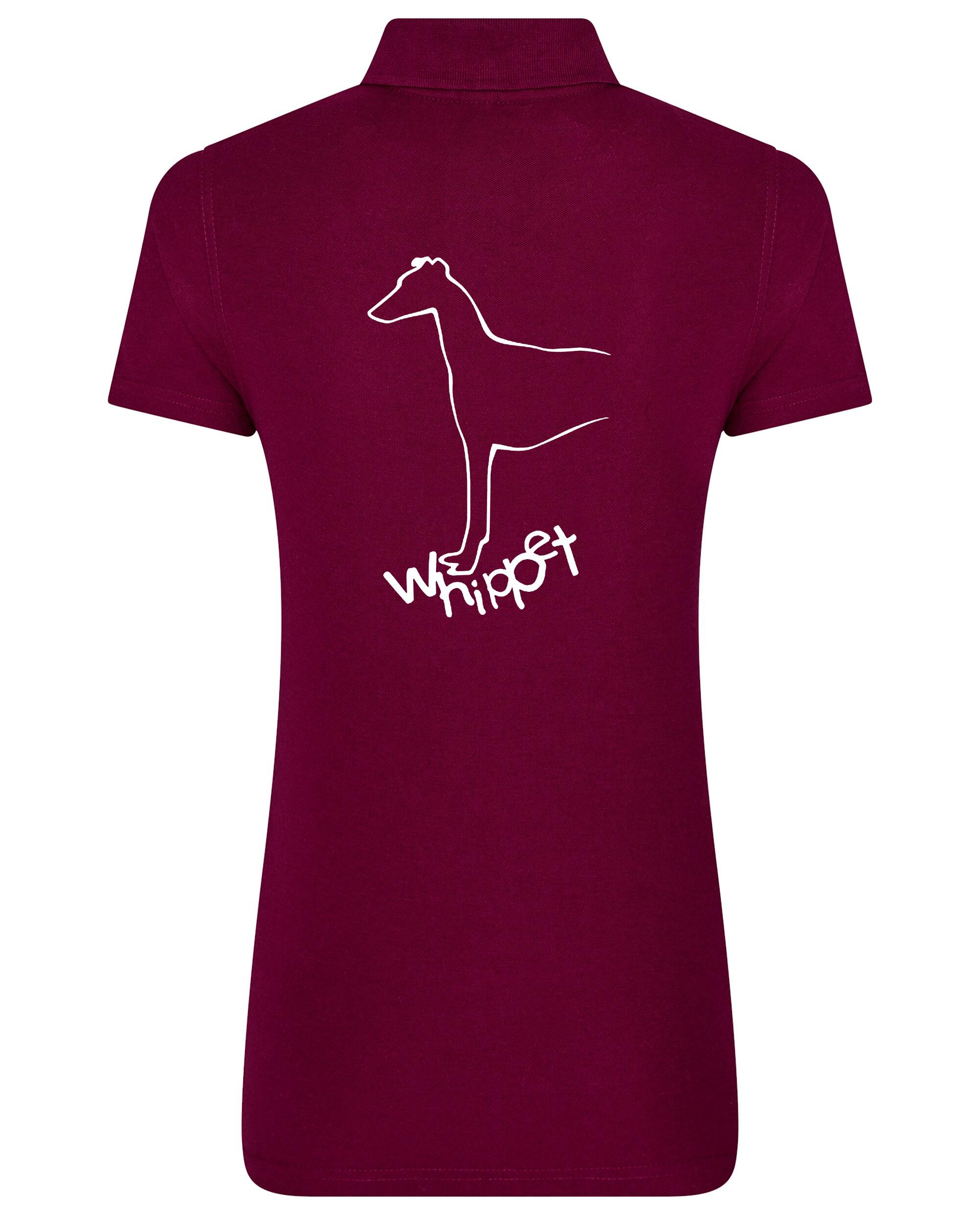 Female Whippet Polo Shirt Burgundy (White)