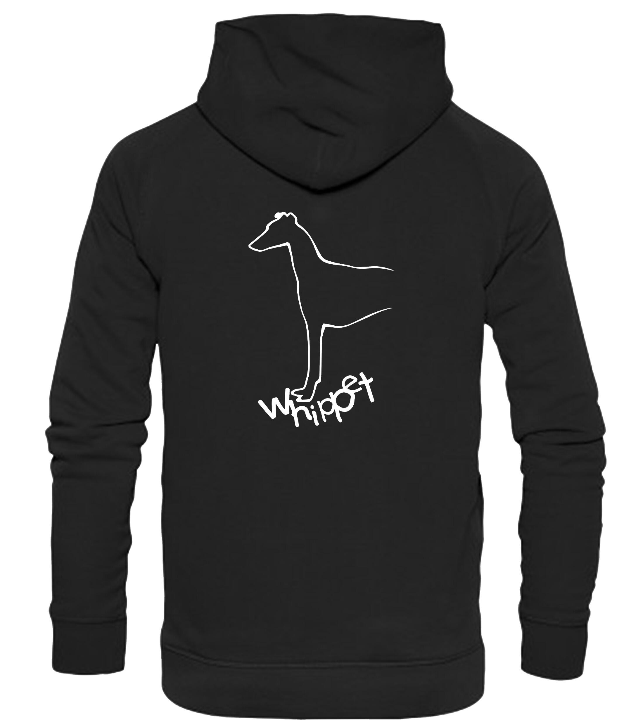 Unisex Whippet Pullover Hoodie Black (White)