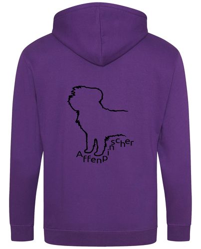 Unisex Affenpinscher Zipped Hoodie Purple (Black)