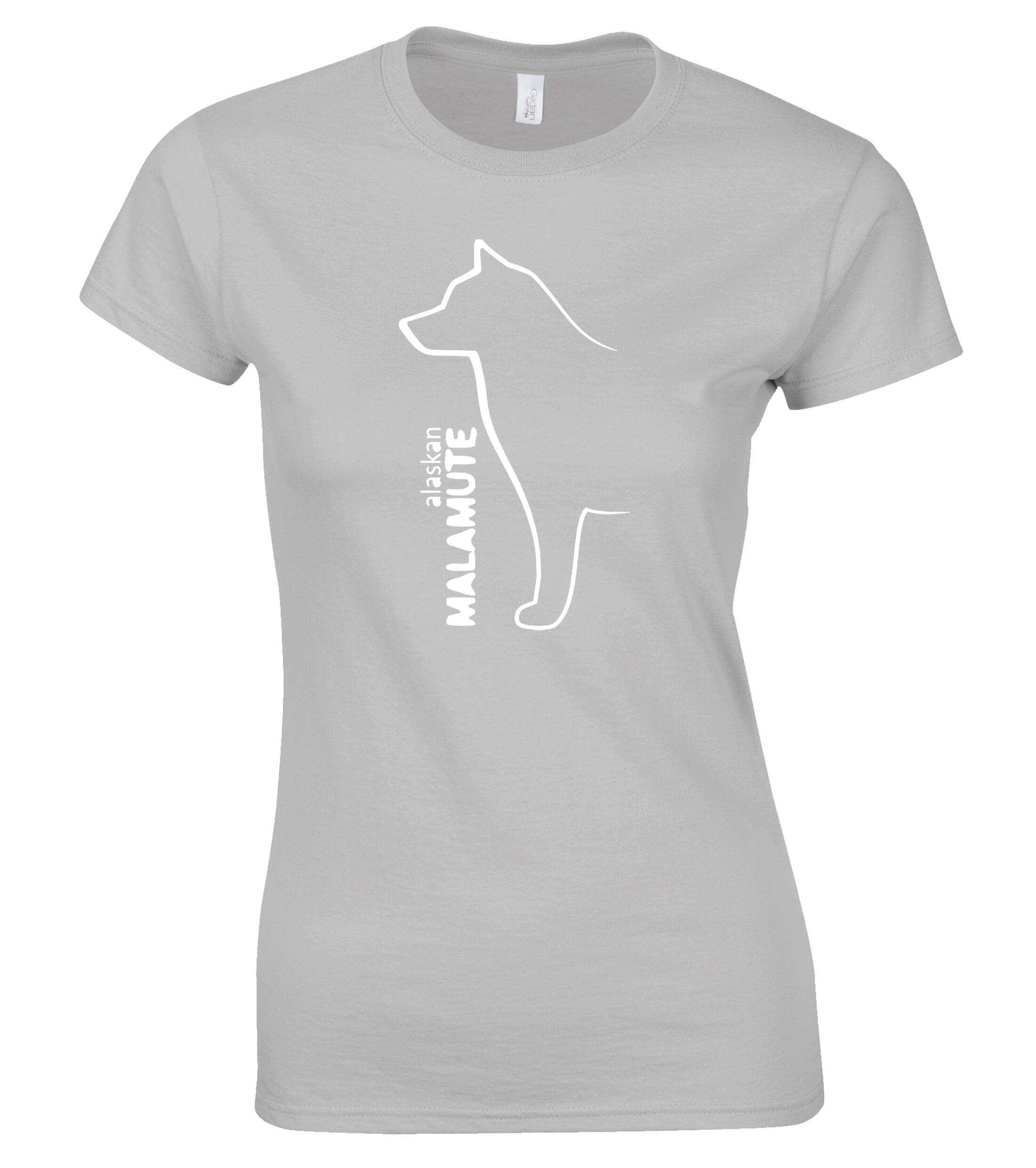 Female Alaskan Malamute Roundneck T-Shirt Heather Grey (White)
