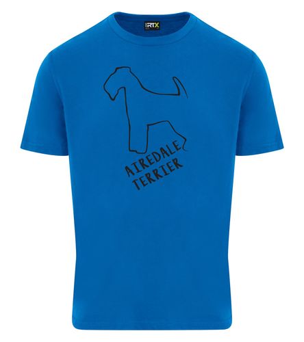 Unisex Airedale Terrier Roundneck T-Shirt Sapphire Blue (Black)