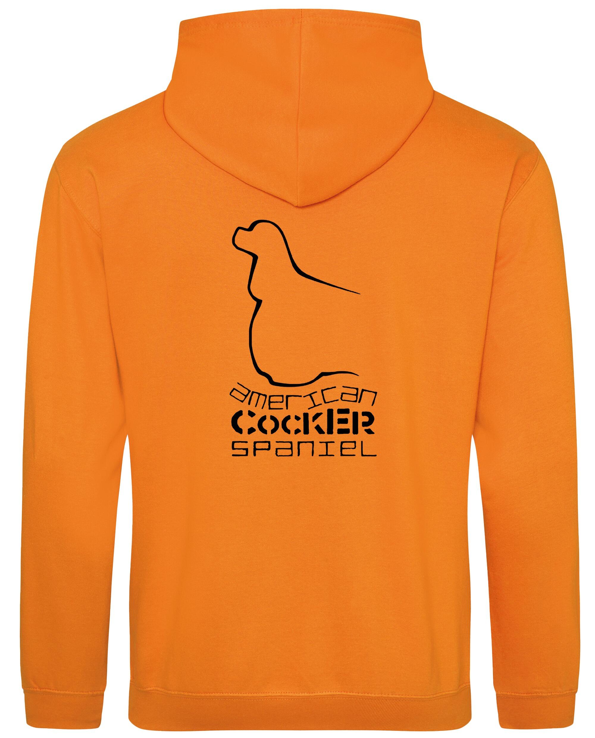 Unisex American Cocker Spaniel Pullover Hoodie Orange Crush (Black)