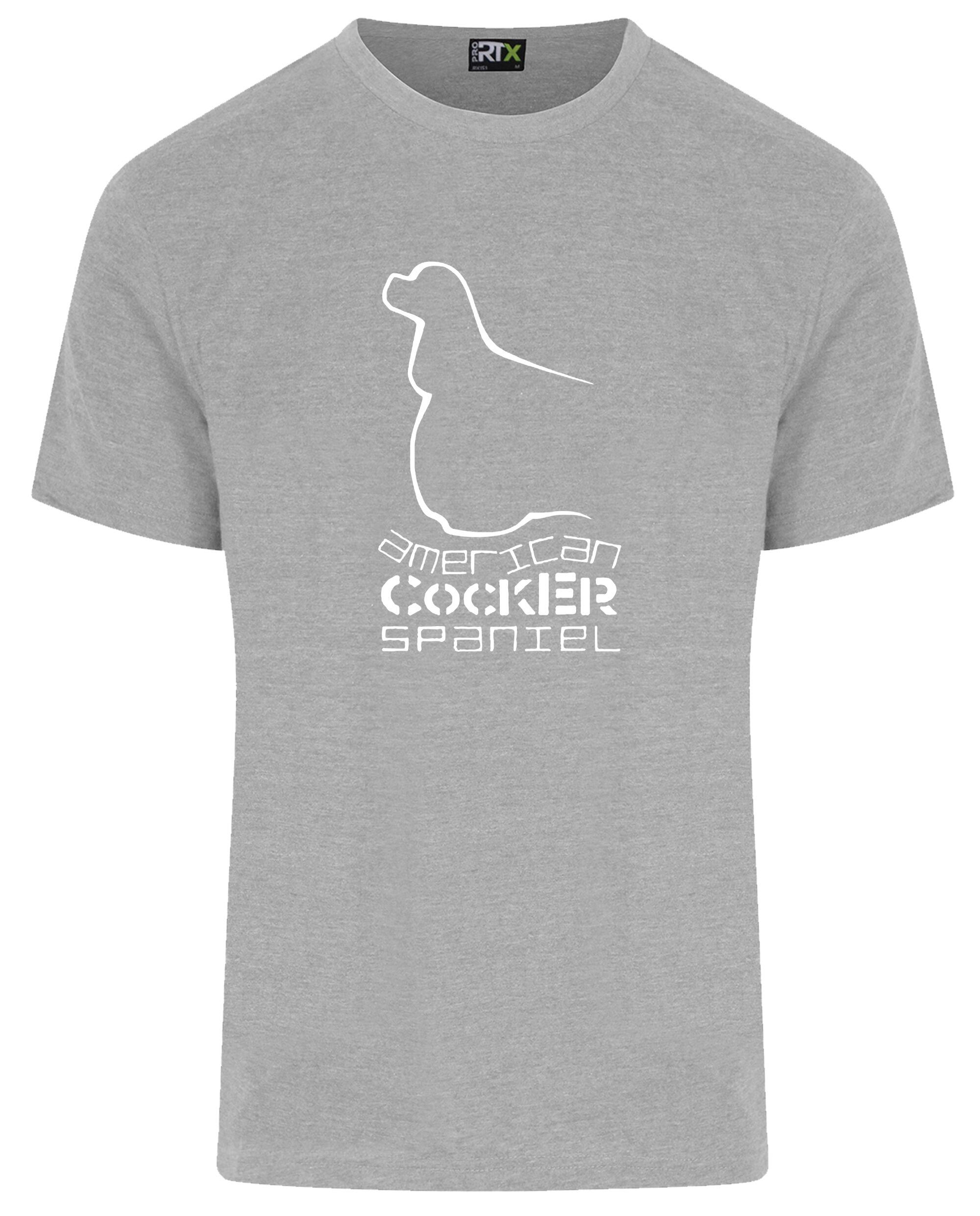 Unisex American Cocker Spaniel Roundneck T-Shirt Heather Grey (White)