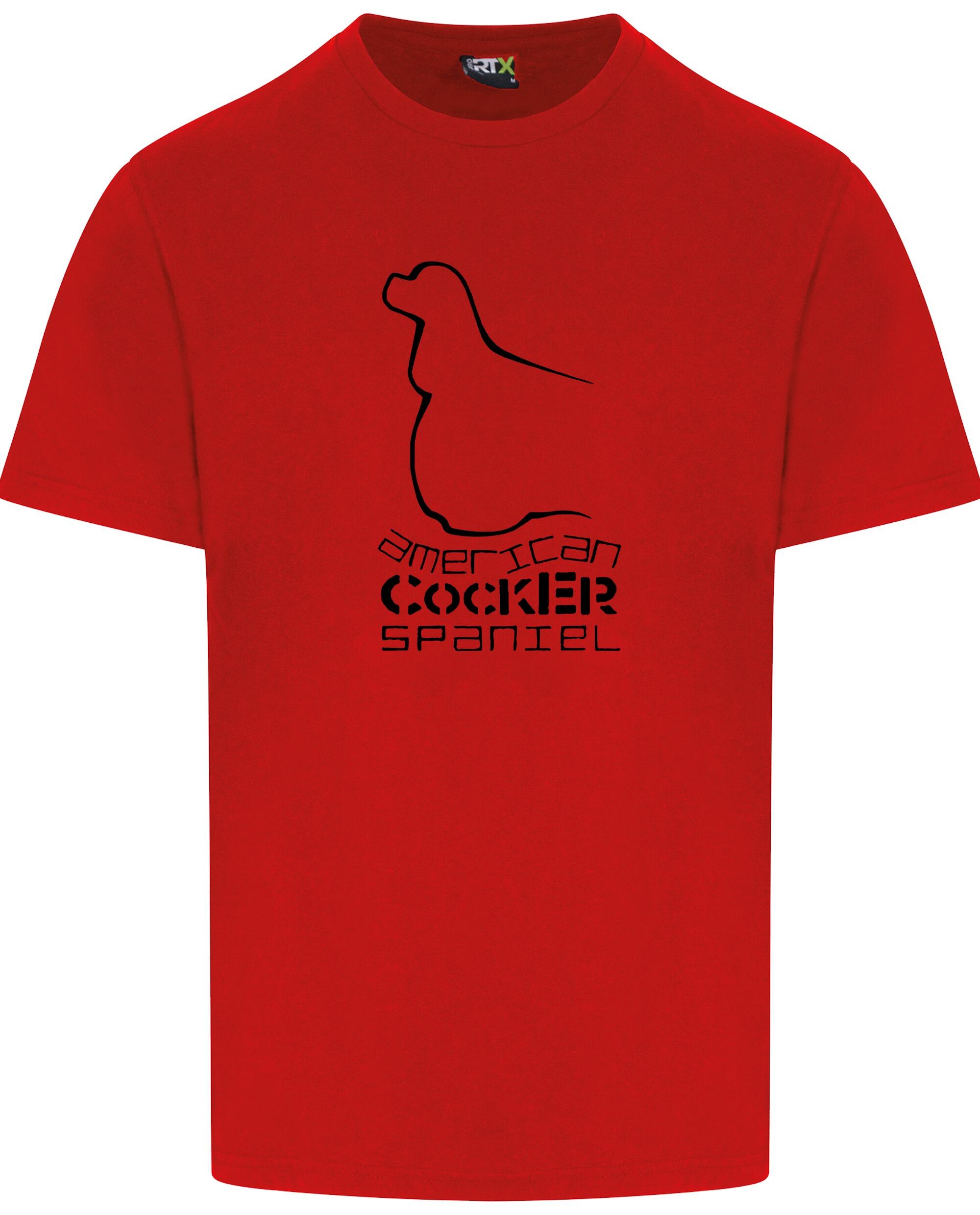 Unisex American Cocker Spaniel Roundneck T-Shirt Red (Black)