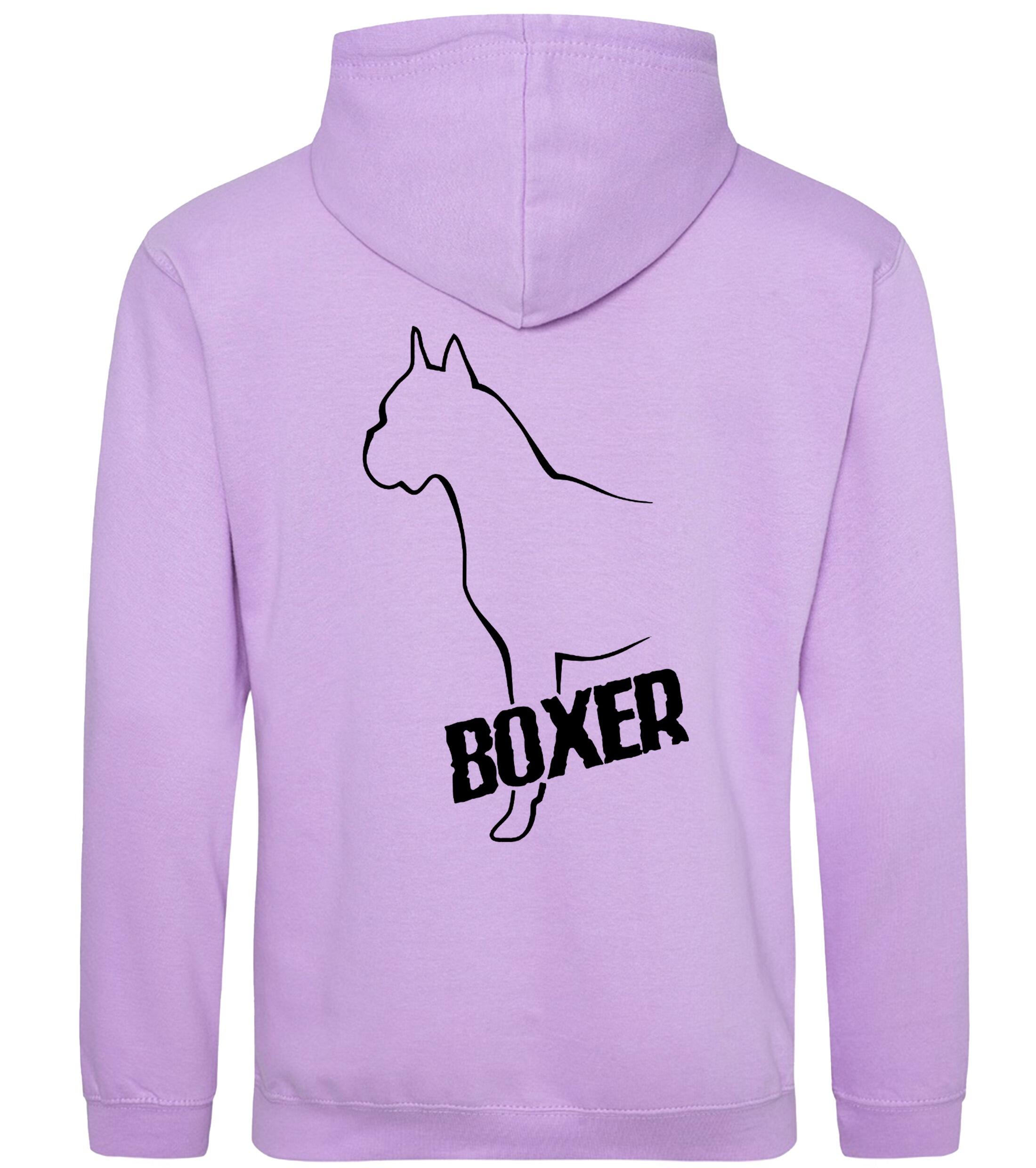 Unisex Boxer Ear Up Pullover Hoodie Lavender (Black)