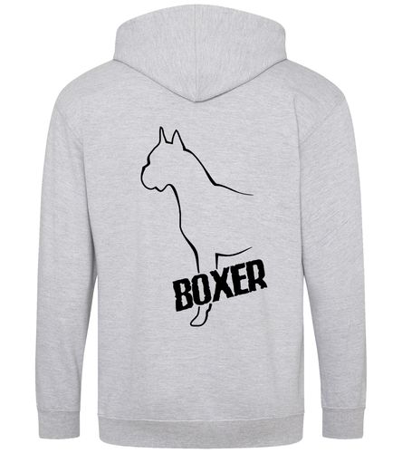 Unisex Boxer Ear Up Zipped Hoodie Heather Grey (Black)