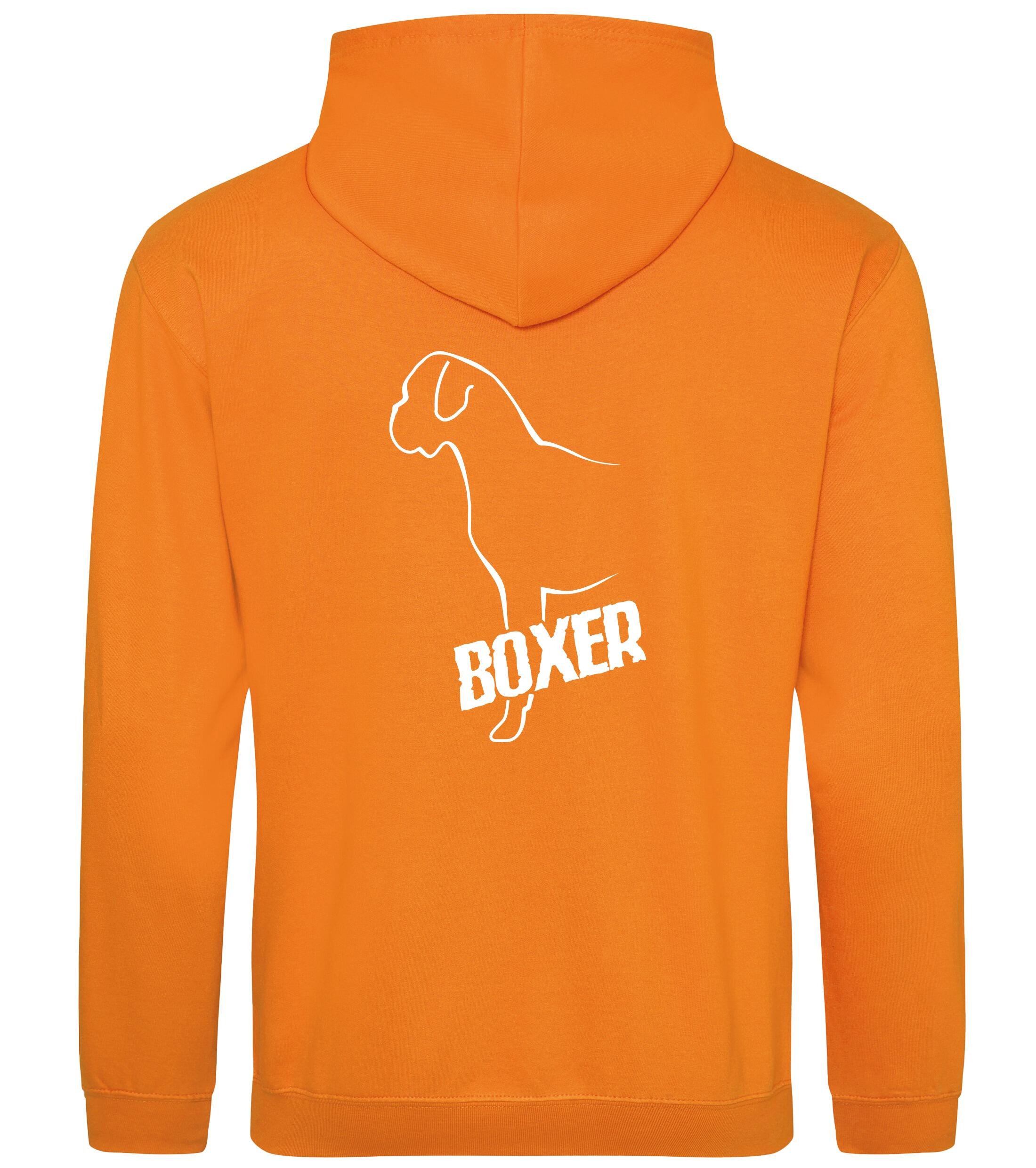 Unisex Boxer Ear Drop Pullover Hoodie Orange Crush (White)