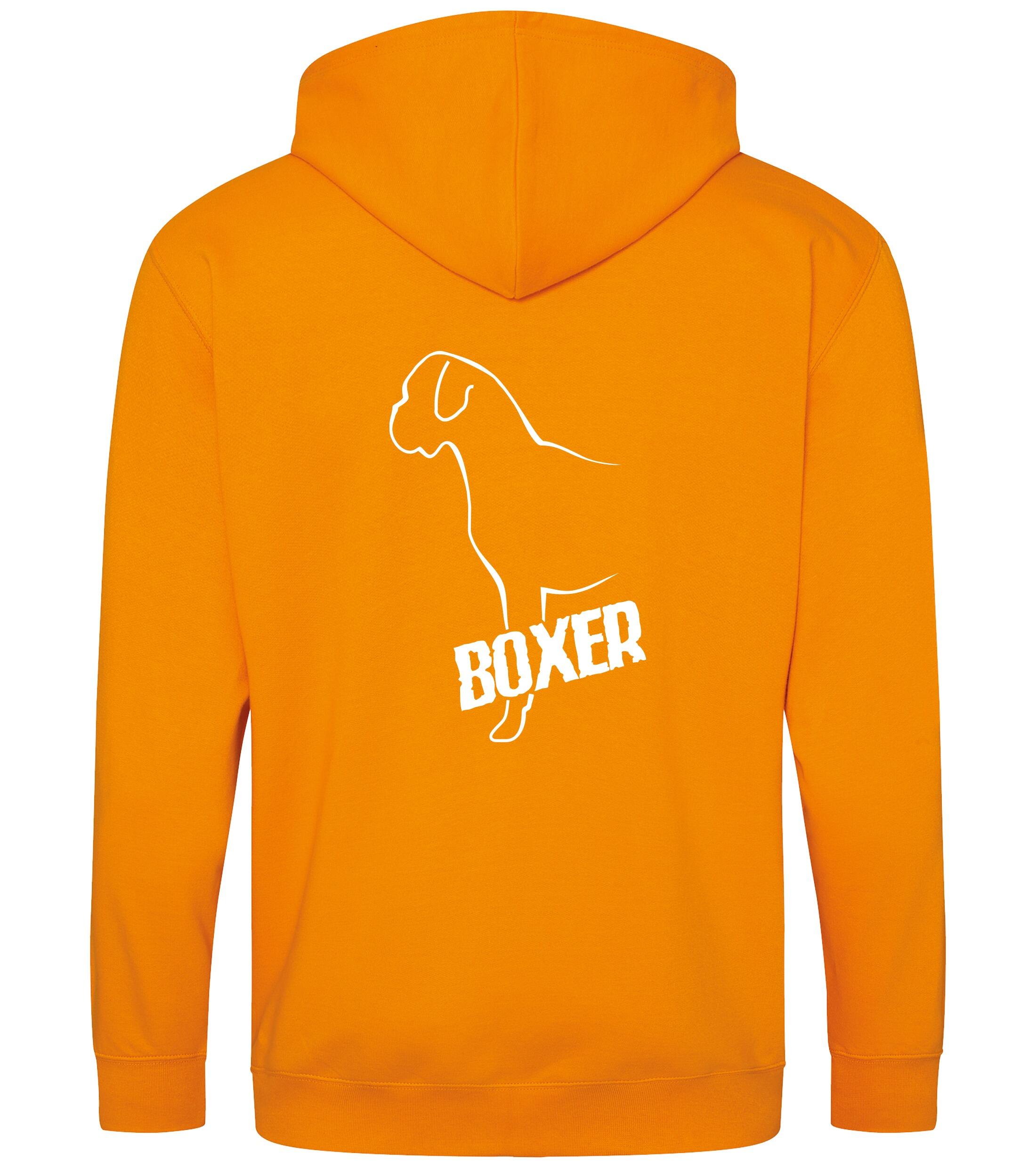 Unisex Boxer Ear Drop Zipped Hoodie Orange Crush (White)