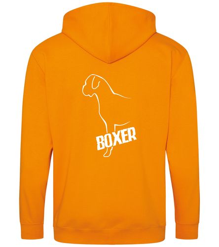 Unisex Boxer Ear Drop Zipped Hoodie Orange Crush (White)