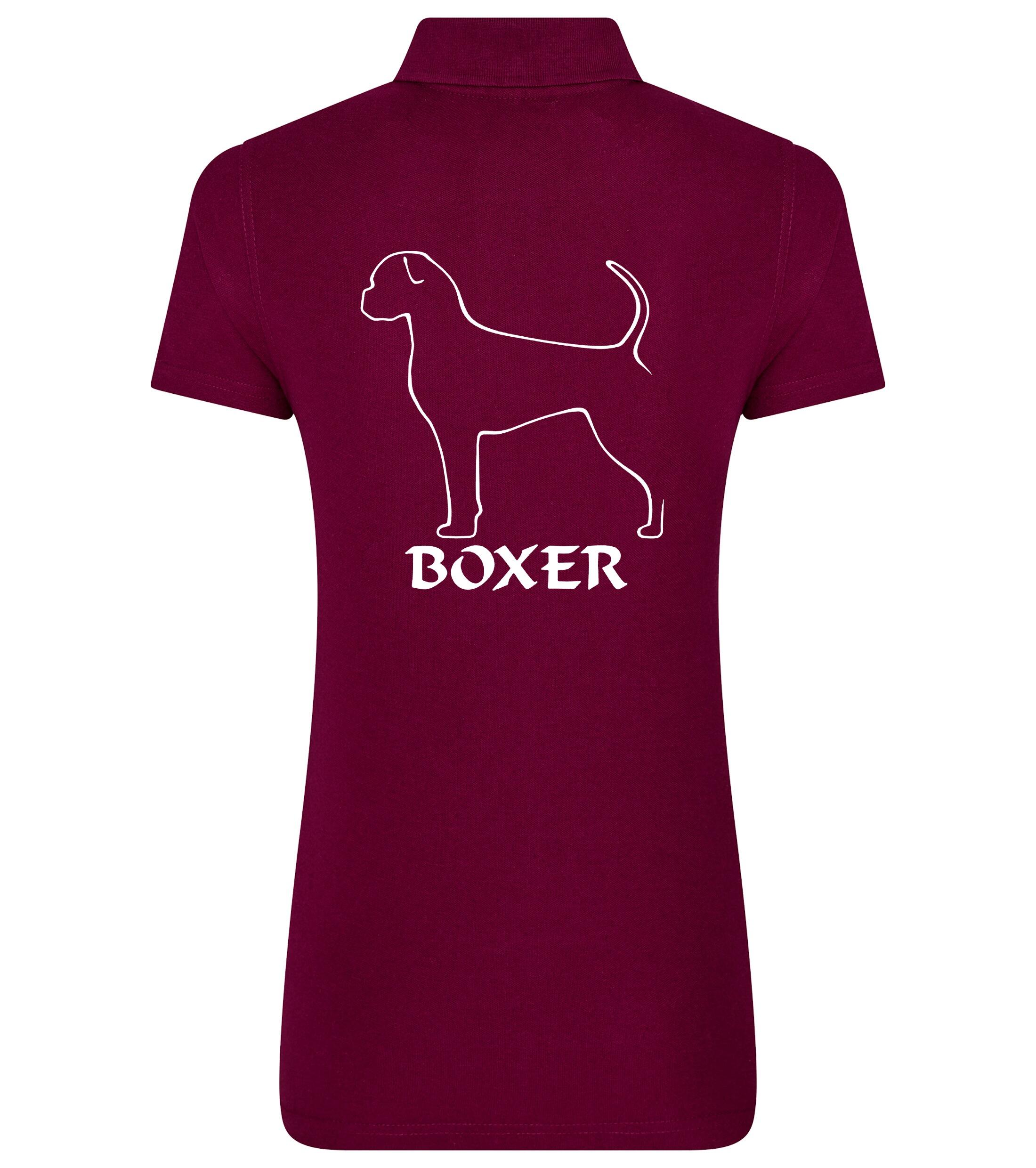 Female Boxer Ear Drop (2) Polo Shirt Burgundy (White)