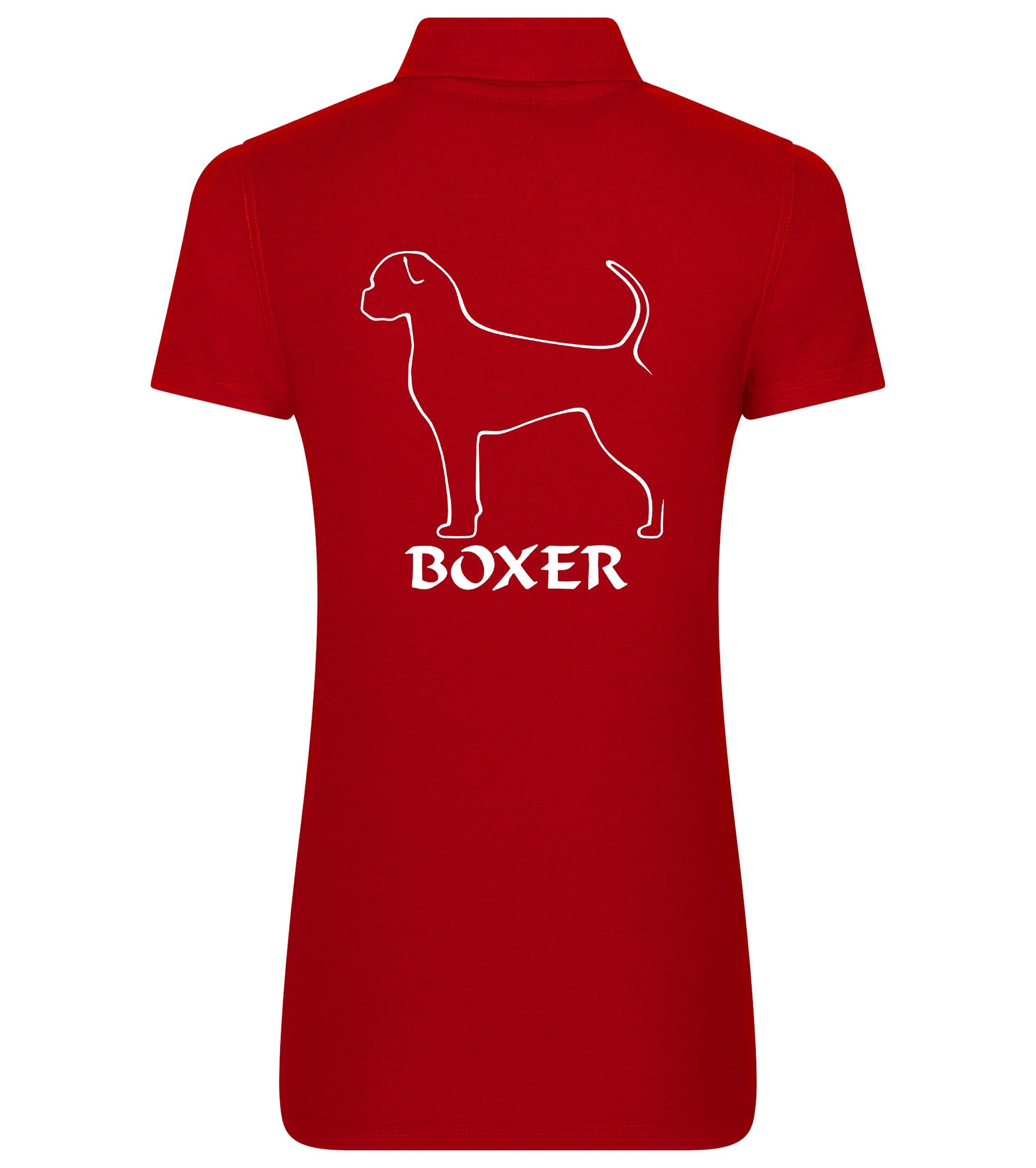 Female Boxer Ear Drop (2) Polo Shirt Red (White)
