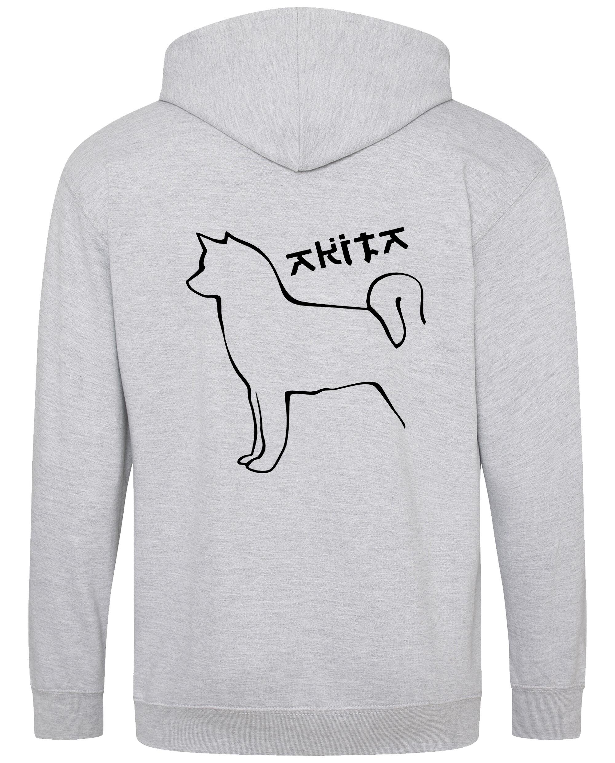 Unisex Akita Zipped Hoodie Heather Grey (Black)