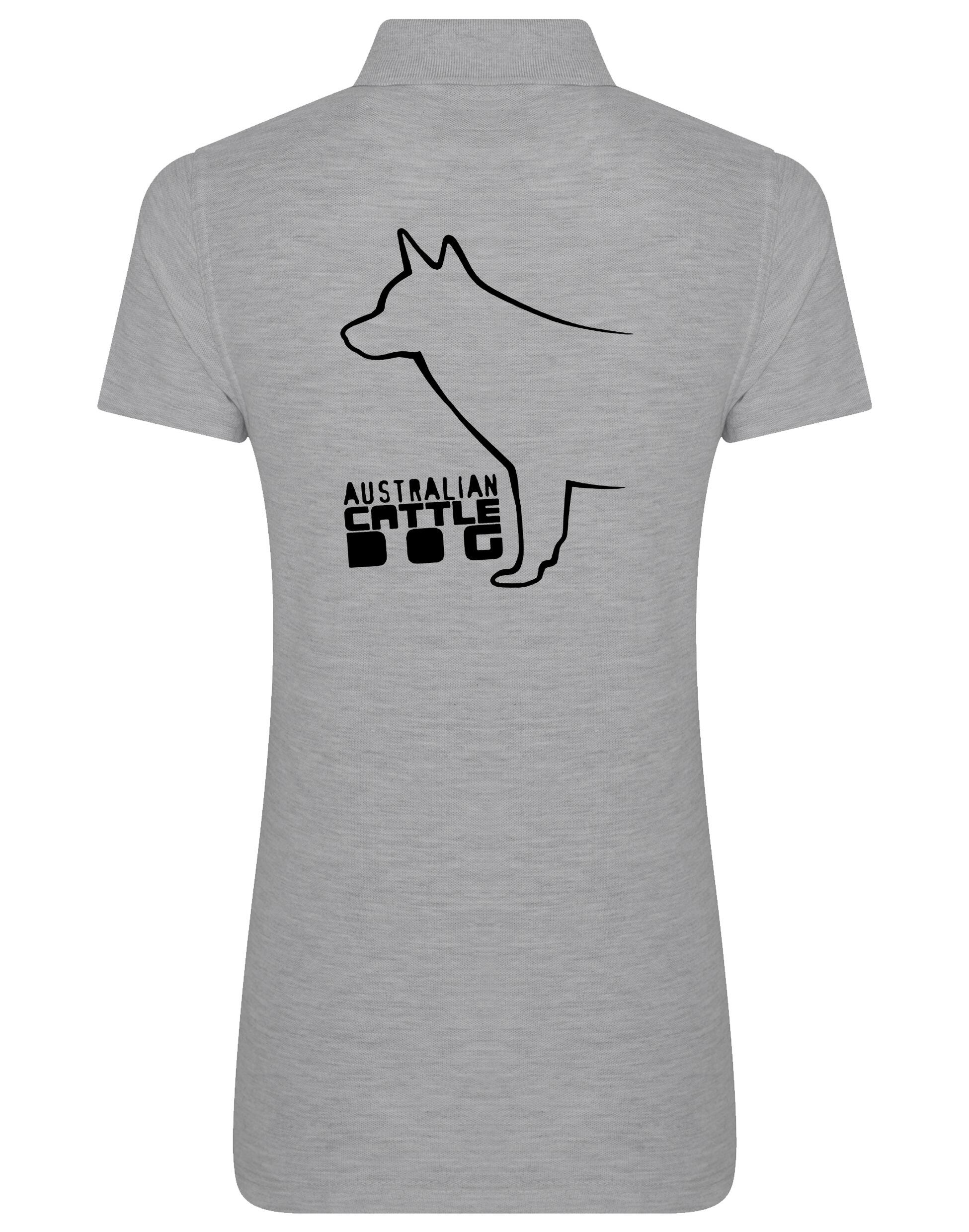 Female Australian Cattle Dog Polo Shirt Heather Grey (Black)