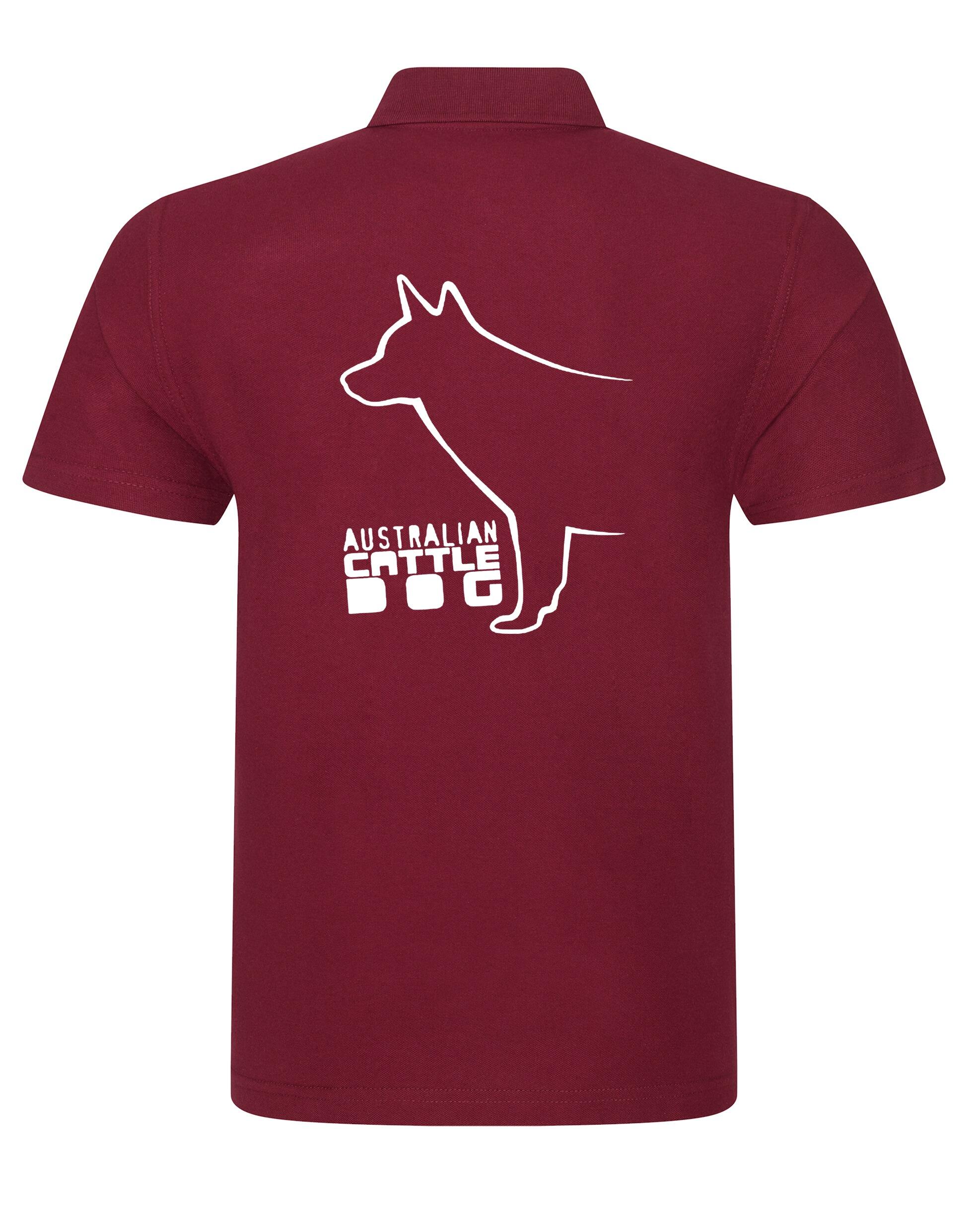 Unisex Australian Cattle Dog Polo Shirt Burgundy (White)