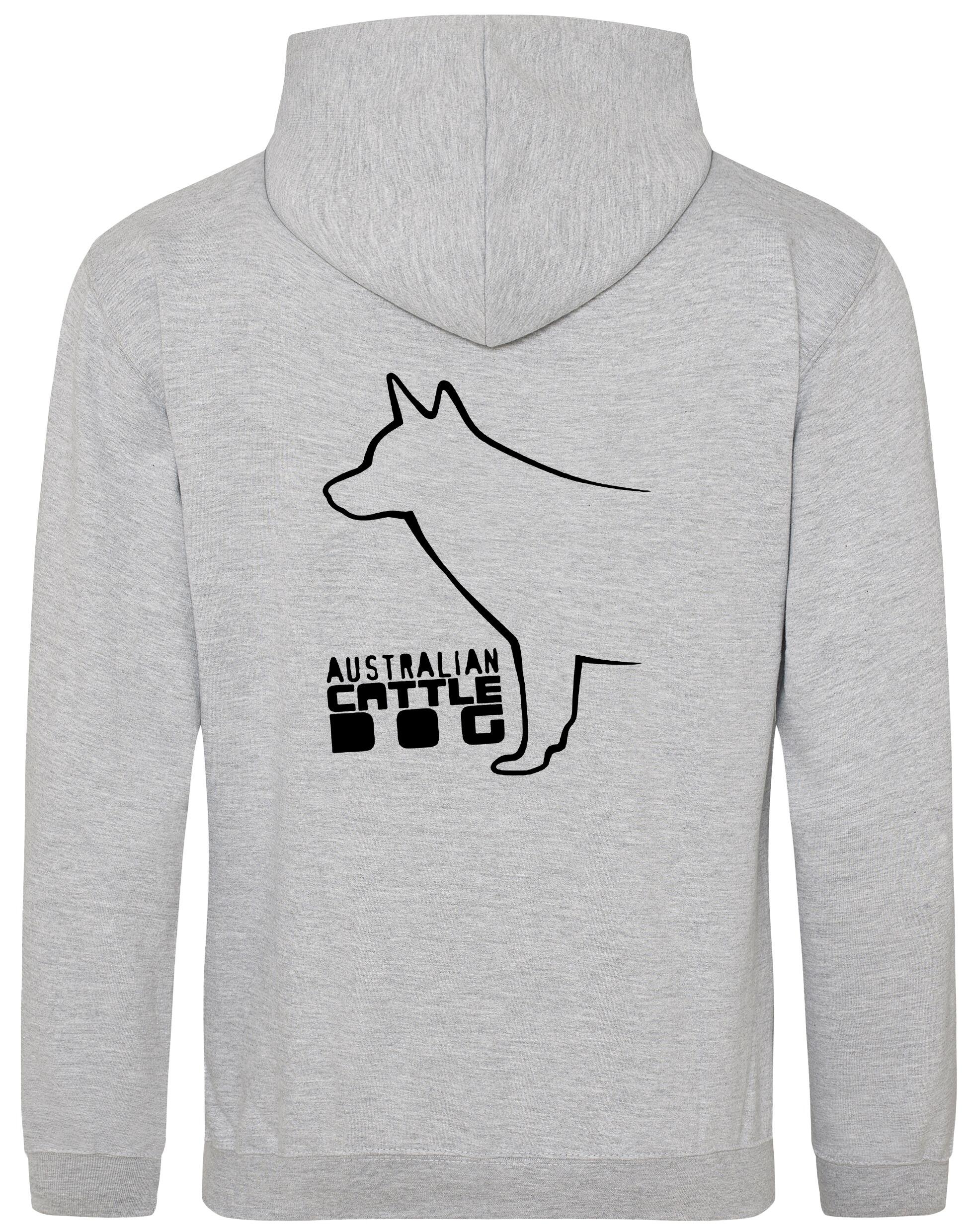 Unisex Australian Cattle Dog Pullover Hoodie Heather Grey (Black)