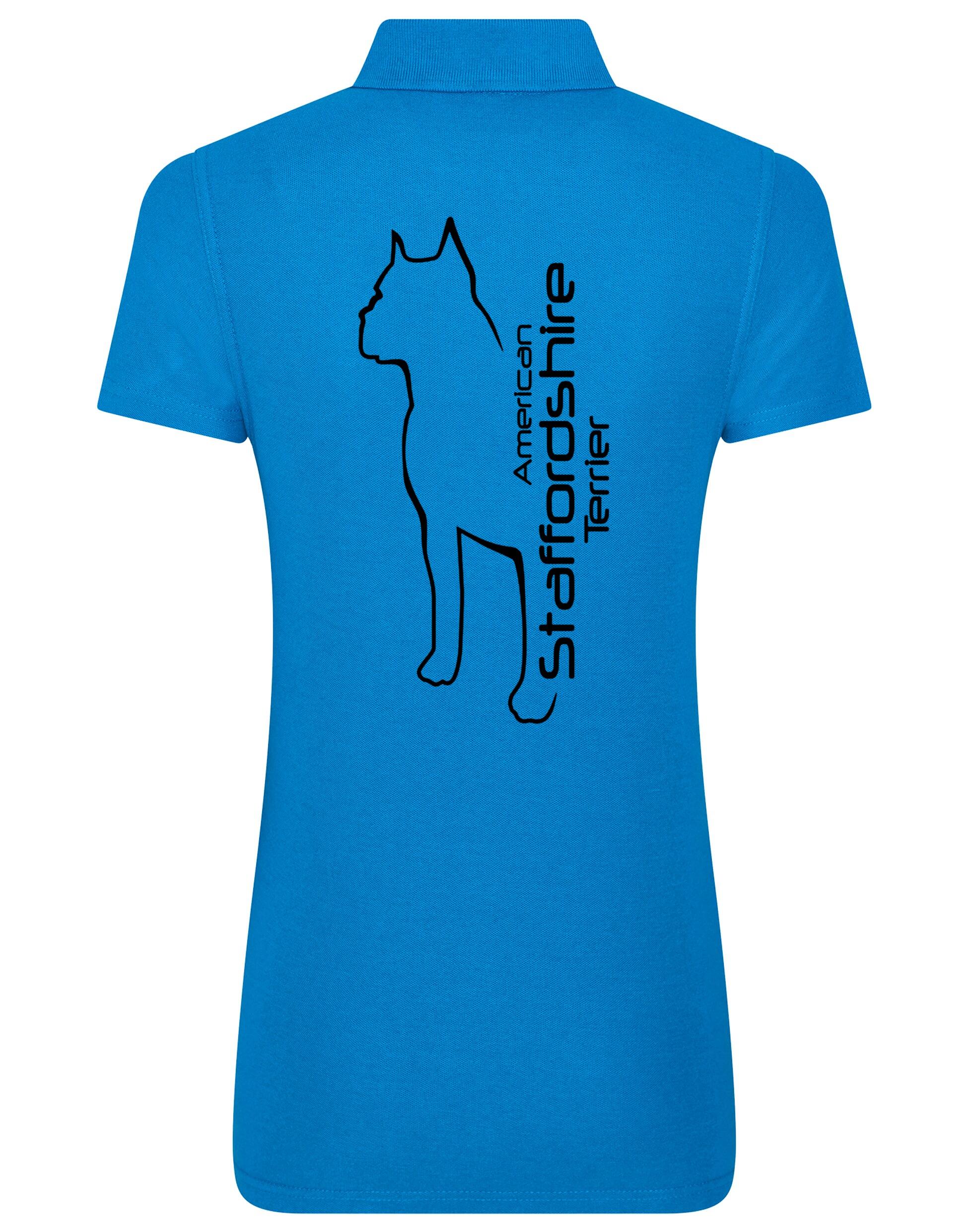 Female American Staffordshire Terrier Polo Shirt Sapphire Blue (Black)
