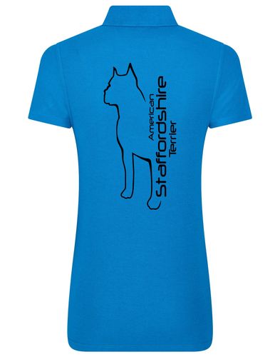 Female American Staffordshire Terrier Polo Shirt Sapphire Blue (Black)