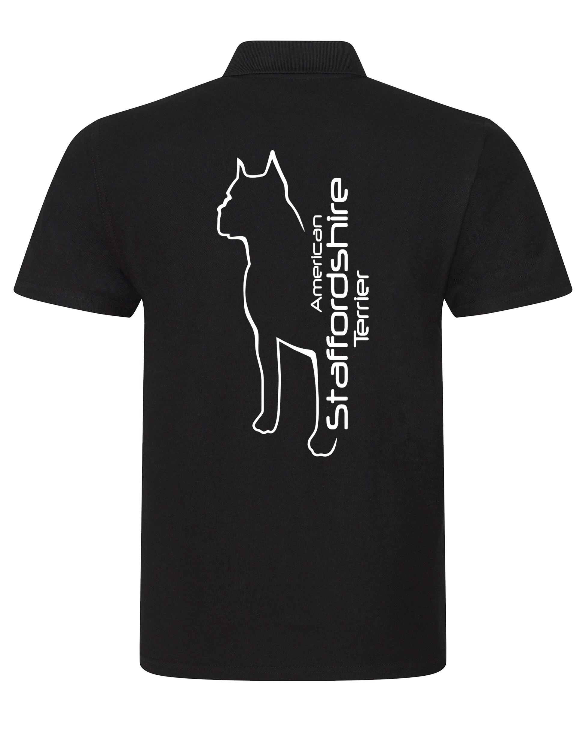 Unisex American Staffordshire Terrier Polo Shirt Black (White)
