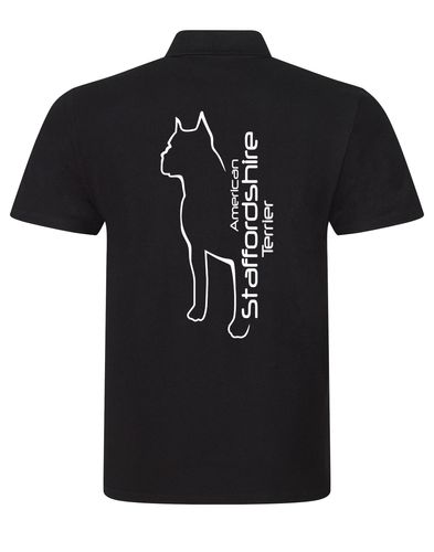 Unisex American Staffordshire Terrier Polo Shirt Black (White)