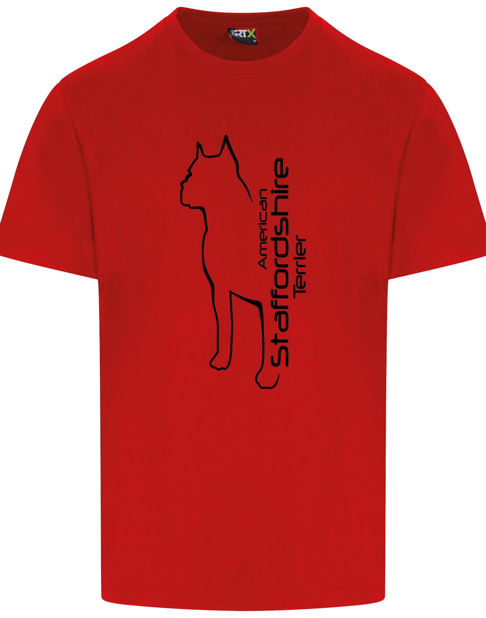 Unisex American Staffordshire Terrier Roundneck T-Shirt Red (Black)