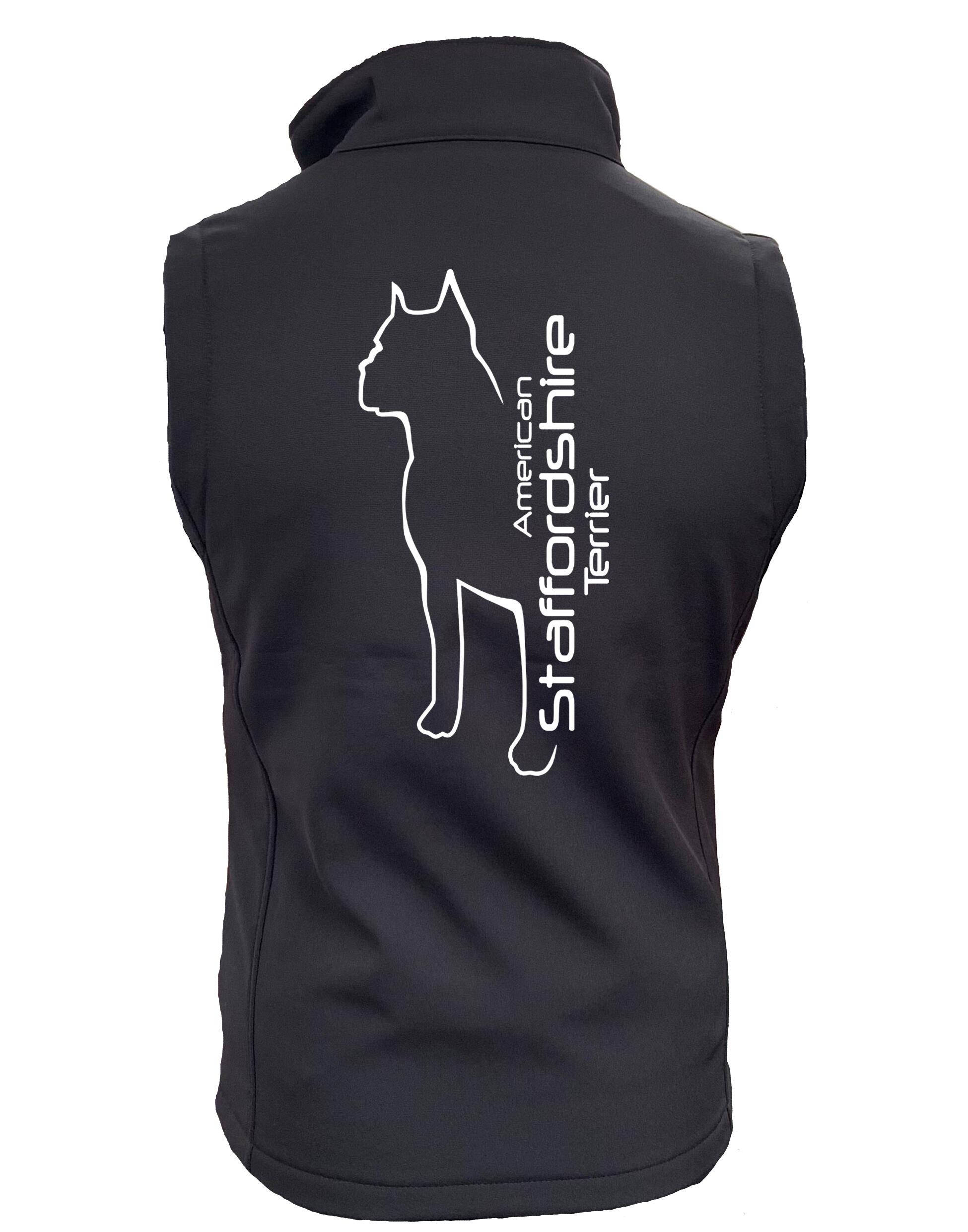 Female American Staffordshire Terrier Softshell Jacket Black (White)