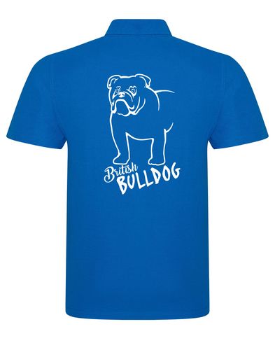 Unisex British Bulldog Polo Shirt Sapphire Blue (White)