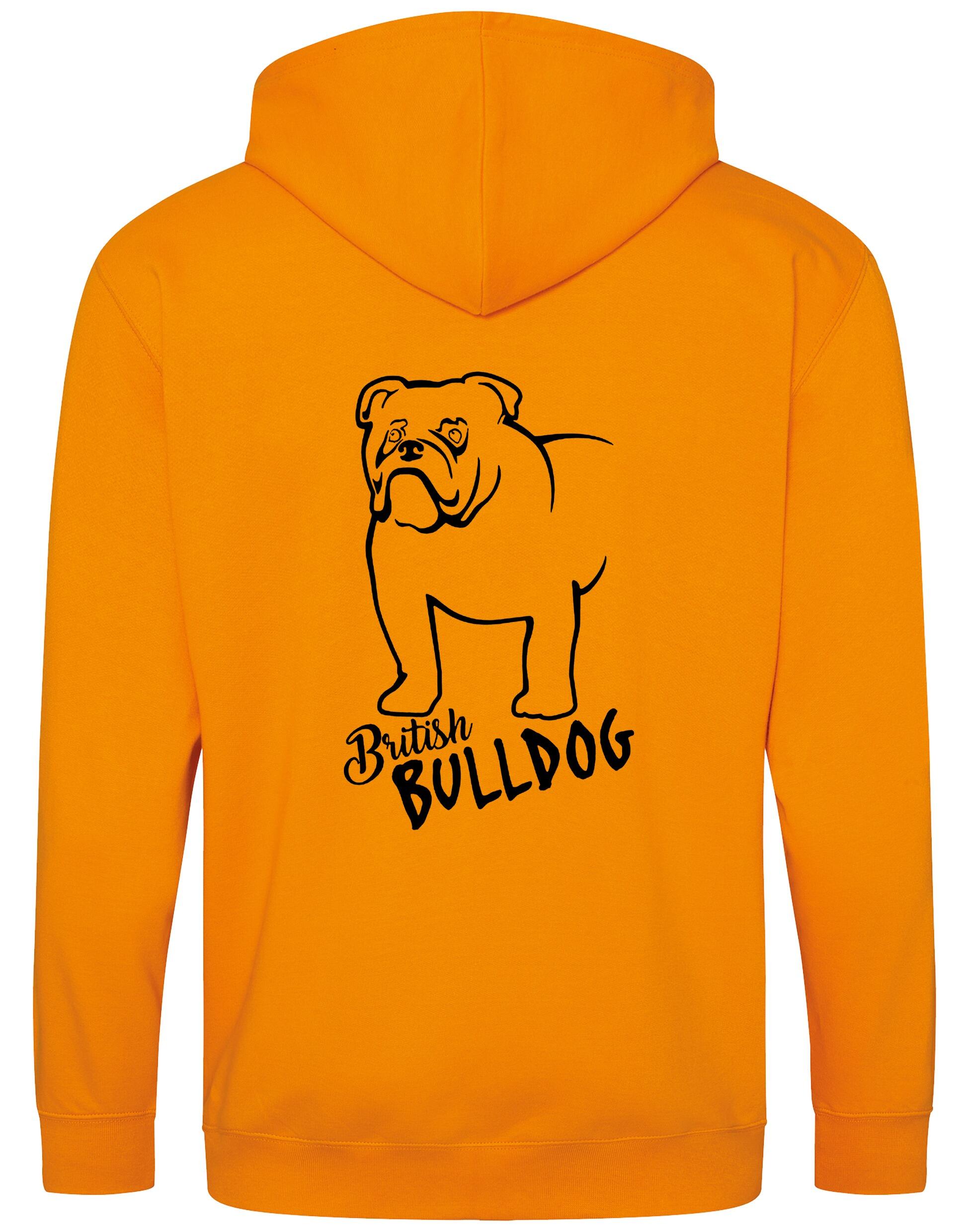 Unisex British Bulldog Zipped Hoodie Orange Crush (Black)