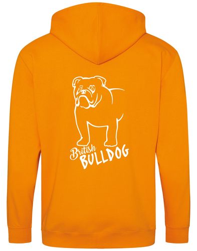 Unisex British Bulldog Zipped Hoodie Orange Crush (White)