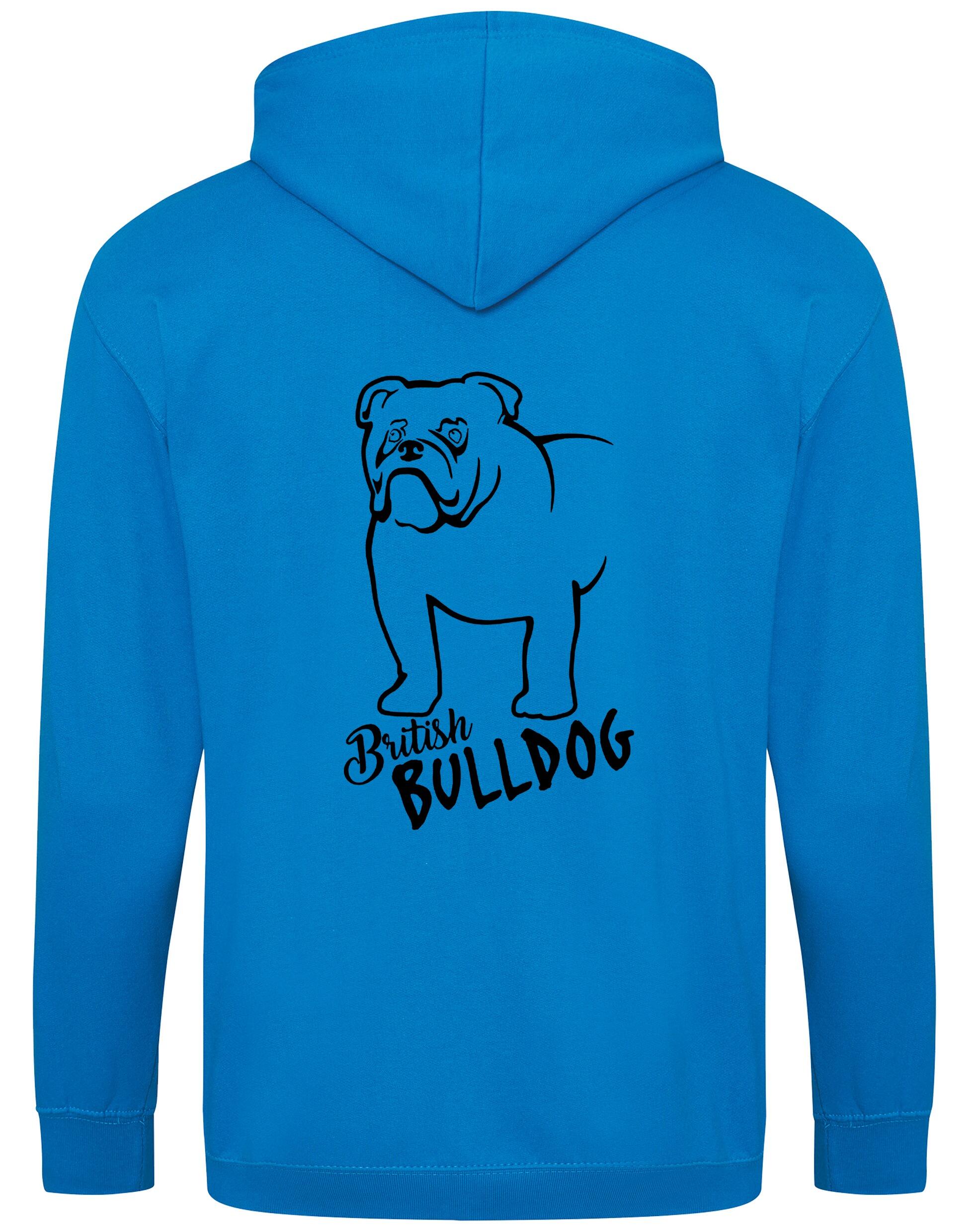 Unisex British Bulldog Zipped Hoodie Sapphire Blue (Black)