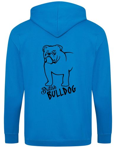 Unisex British Bulldog Zipped Hoodie Sapphire Blue (Black)