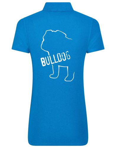 Female Bulldog (Body Design) Polo Shirt Sapphire Blue (White)