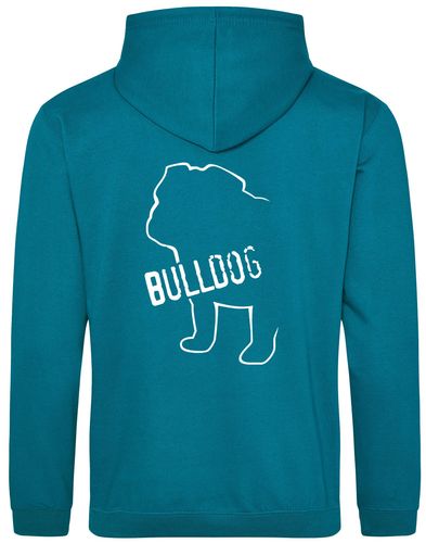 Unisex Bulldog (Body Design) Pullover Hoodie Jade (White)