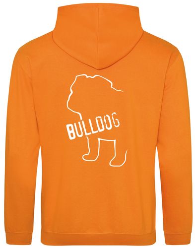 Unisex Bulldog (Body Design) Pullover Hoodie Orange Crush (White)