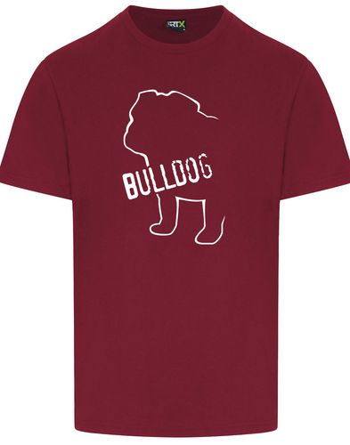 Unisex Bulldog (Body Design) Roundneck T-Shirt Burgundy (White)
