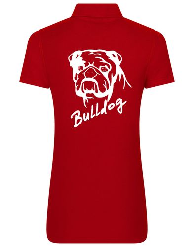 Female Bulldog (Head Design) Polo Shirt Red (White)