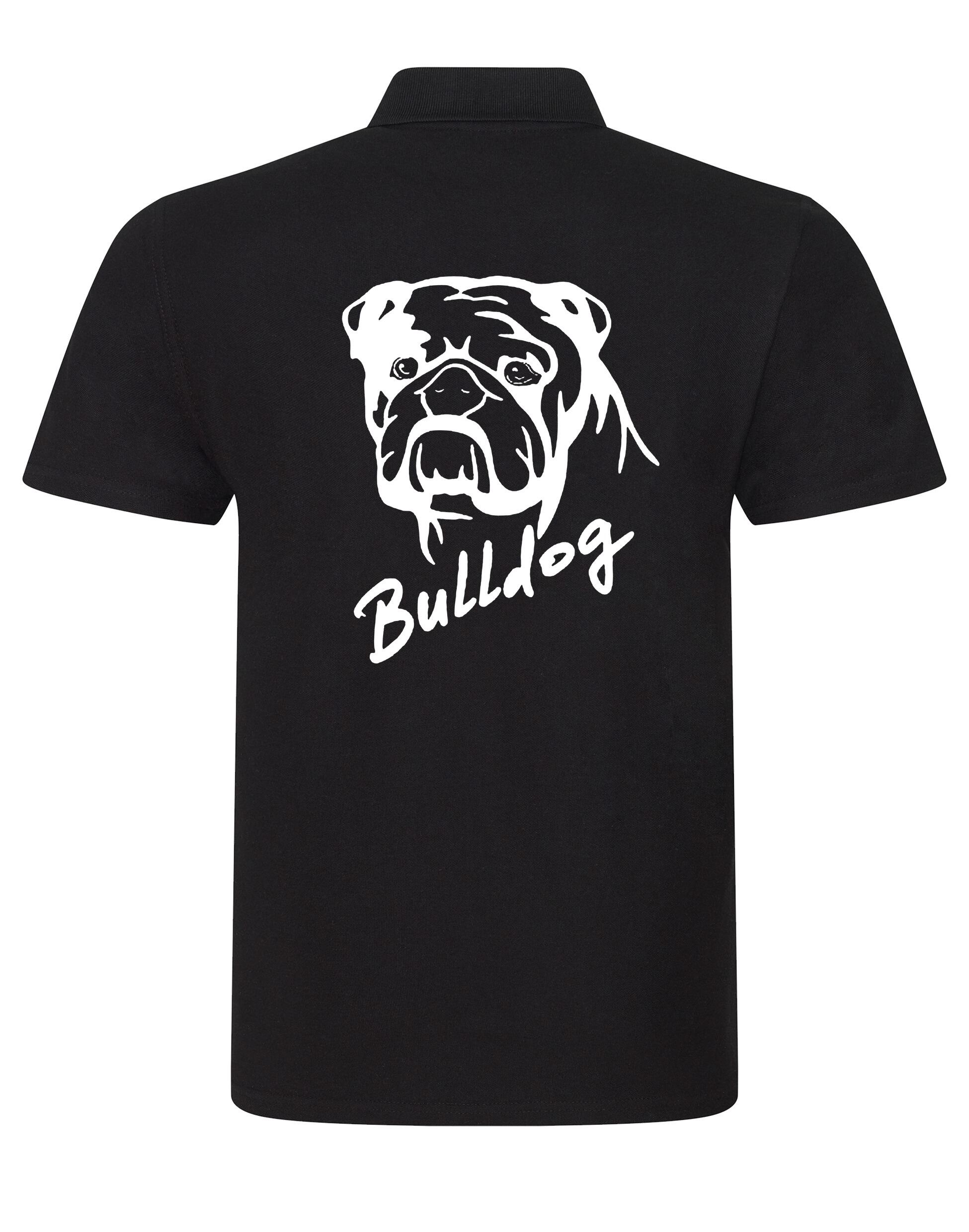 Unisex Bulldog (Head Design) Polo Shirt Black (White)
