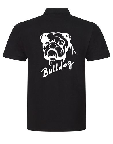 Unisex Bulldog (Head Design) Polo Shirt Black (White)