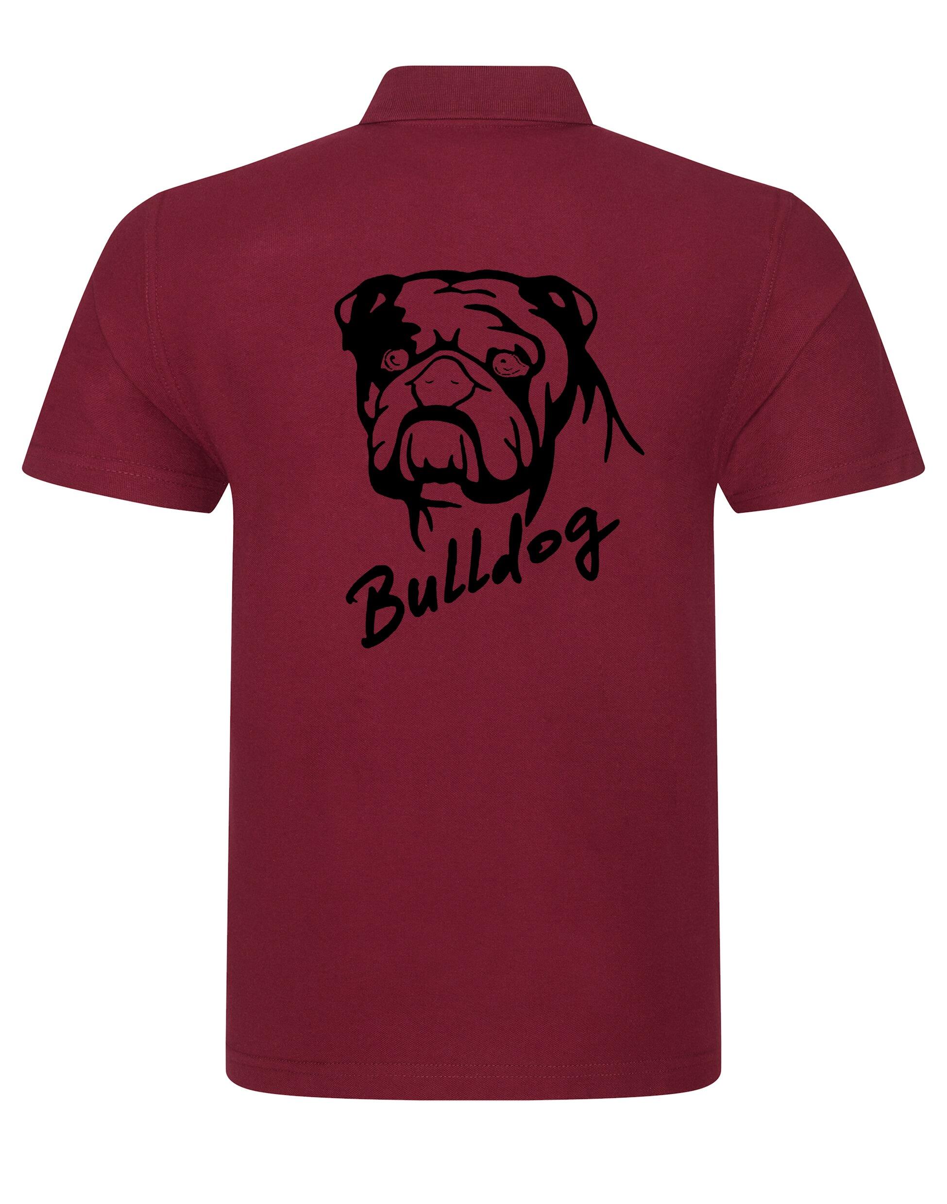 Unisex Bulldog (Head Design) Polo Shirt Burgundy (Black)