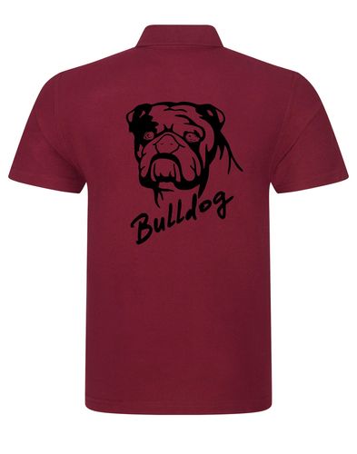 Unisex Bulldog (Head Design) Polo Shirt Burgundy (Black)