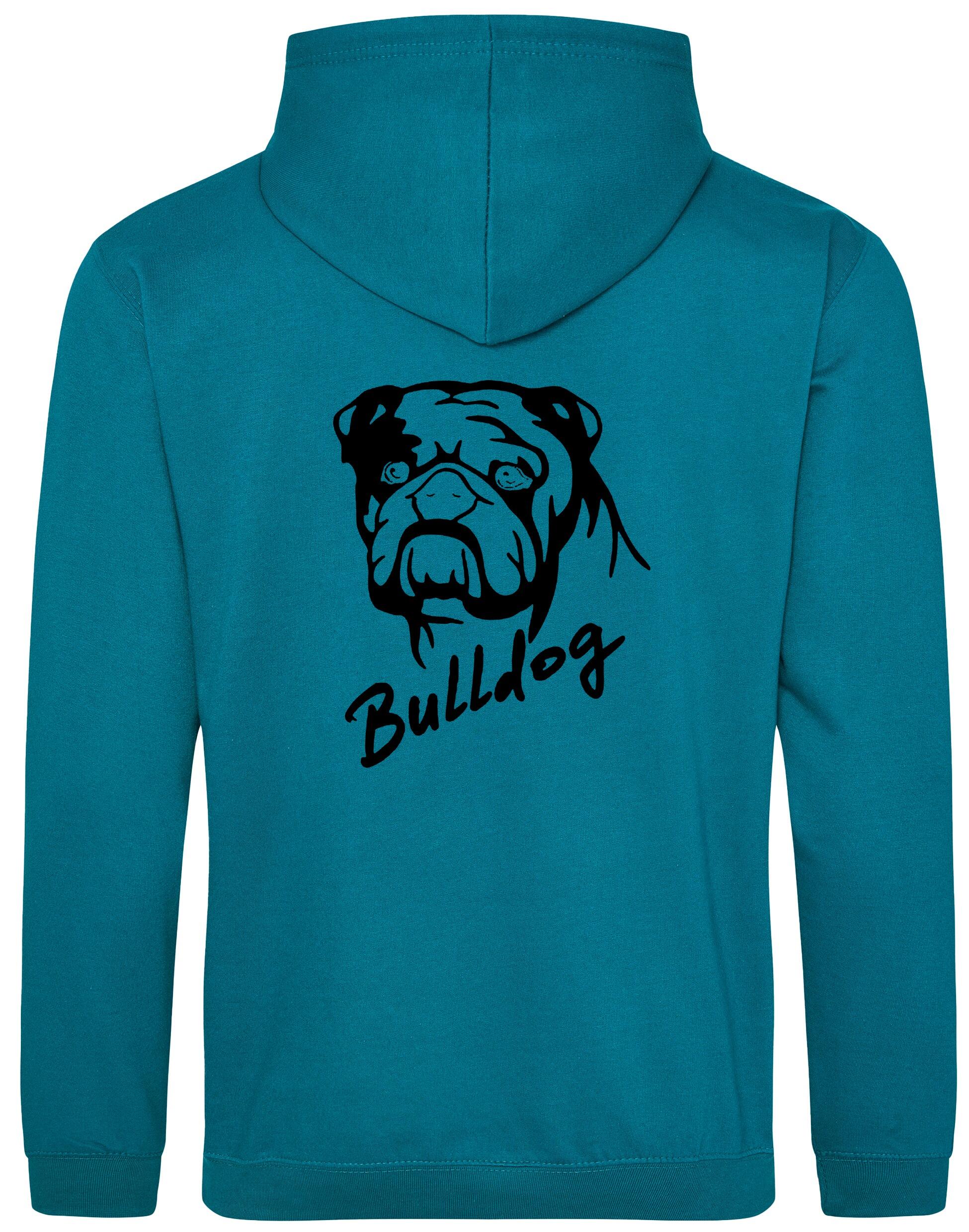 Unisex Bulldog (Head Design) Pullover Hoodie Jade (Black)
