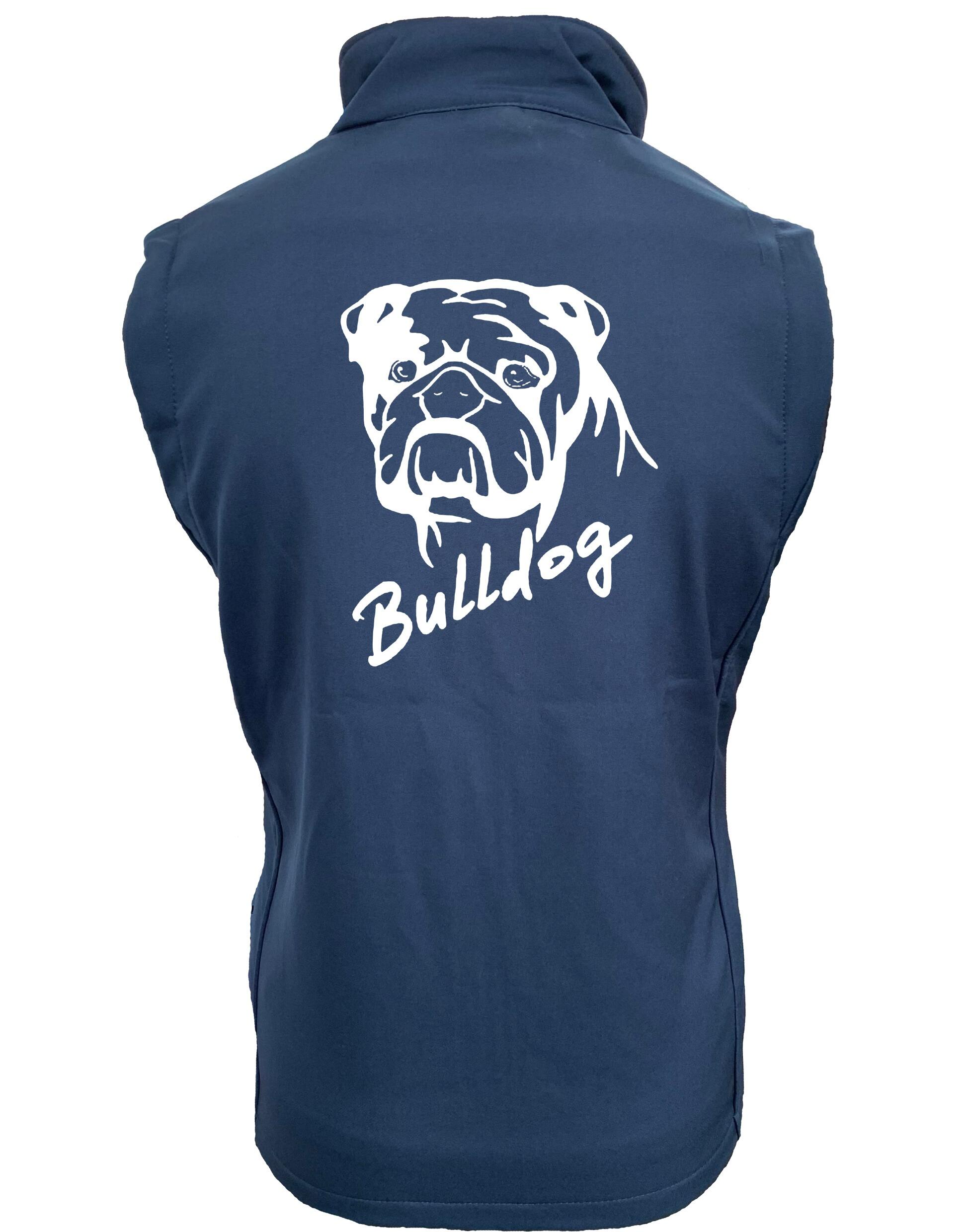 Female Bulldog (Head Design) Softshell Gilet Navy Royal (White)