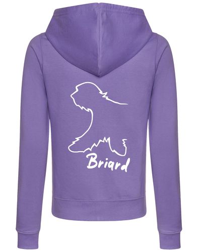 Female Briard Zipped Hoodie Lavender (White)