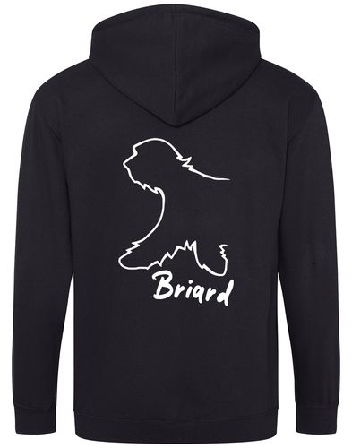 Unisex Briard Zipped Hoodie Black (White)