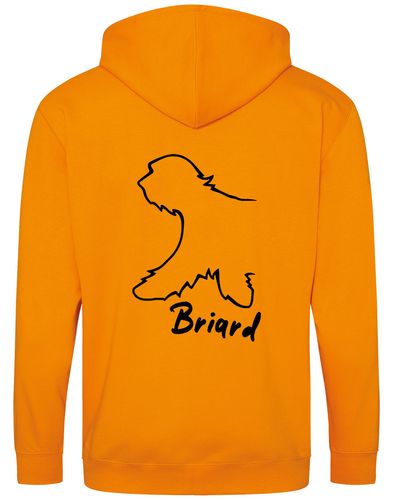 Unisex Briard Zipped Hoodie Orange Crush (Black)